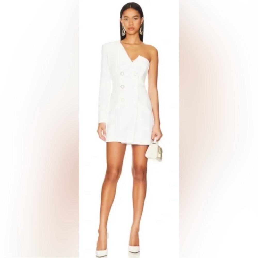 Veronica Beard Middleton Sample White One-Shoulder Blazer Dress damages NWOT